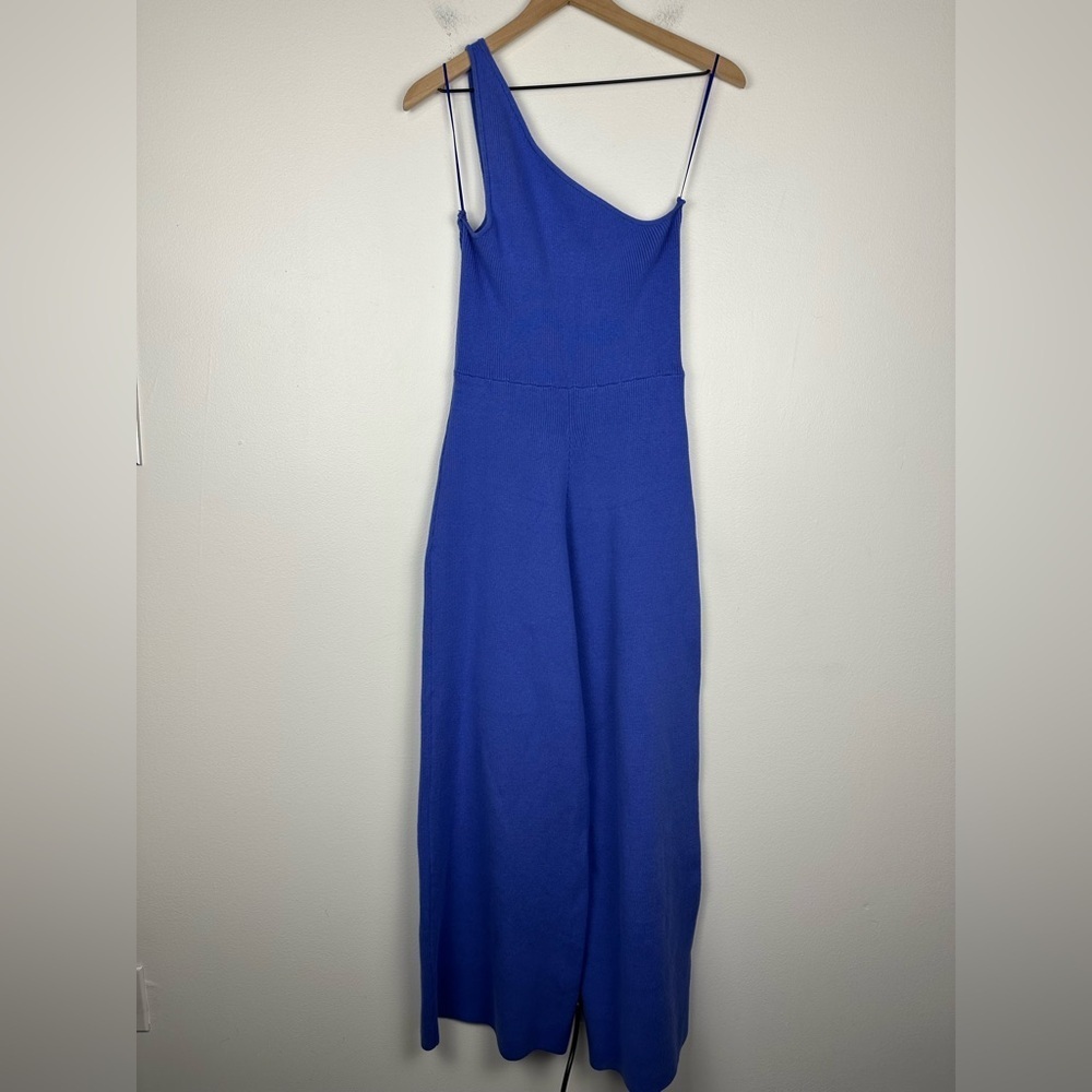 Free People Beach Waverly Ribbed One Shoulder Sweater Wide Leg Jumpsuit‎ Sz L - Picture 4 of 8